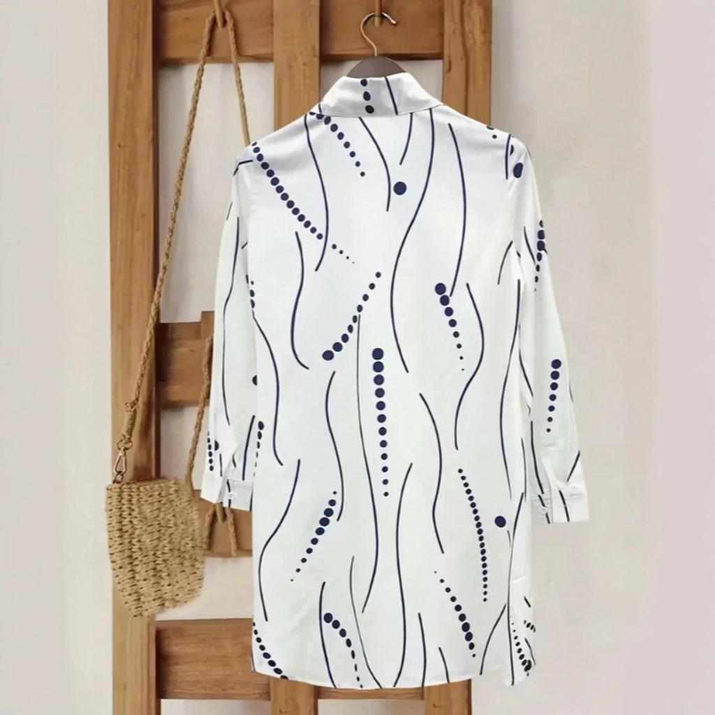 For lapel mid-length fashion long-sleeved shirts, loose casual commuting temperament versatile tops