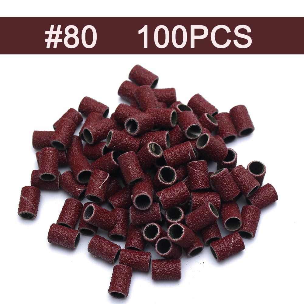 

100 шт., шлифовальные ленты для электрического маникюрного станка, зернистость 180/120/80, сверло для ногтей, шлифовальная насадка, инструменты для снятия акрилового лака, аксессуары для ногтей 180