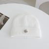 Simple Letter Pattern Labeling Knitted Hat for Women In Autumn and Winter New Thickened Warm and Cold Hat Showing Face Small Ear Protection Hat
