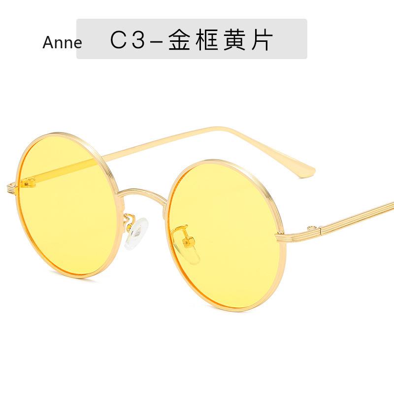 Women Sunglasses with Red Lenses Round Metal Frame Vintage Retro Glasses Sun for Men Unisex Birthday Gifts Gafas De Sol