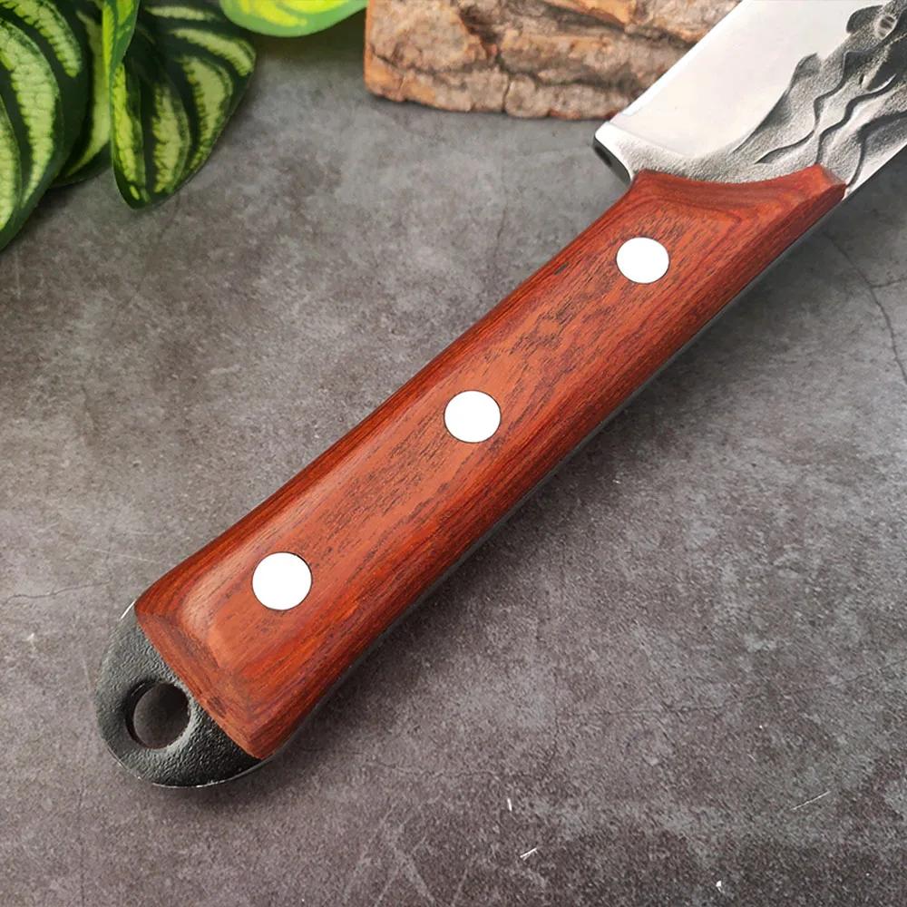 Heavy Duty Butcher Knife High Hardness Kitchen Knife High Carbon Steel Chopping Bone Meat Cleaver Cooking Knife Wooden Handle