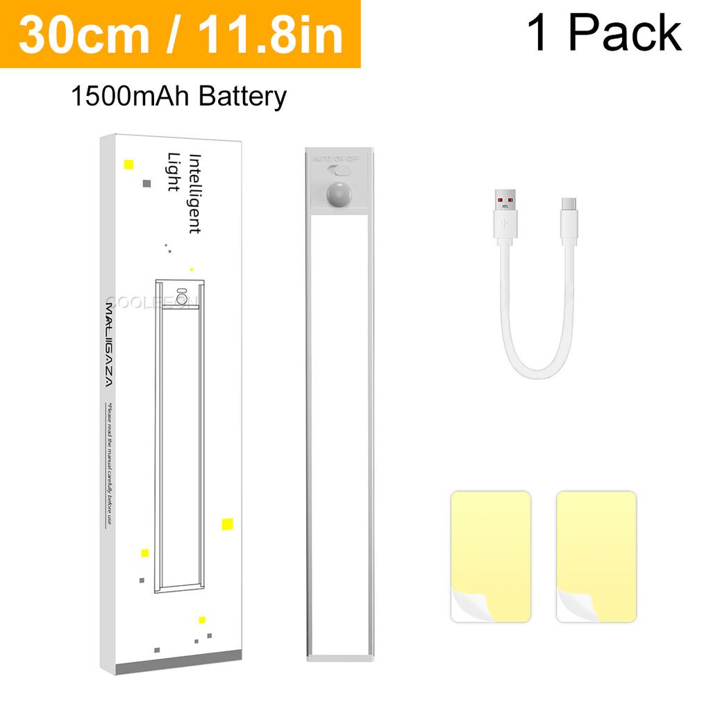 Unterschrank-Bewegungssensorlampe 20 30 cm 3-Farben-Lichtleiste Einstellbares LED-Licht Wiederaufladbare dimmbare magnetische Innen-Nachtlampe