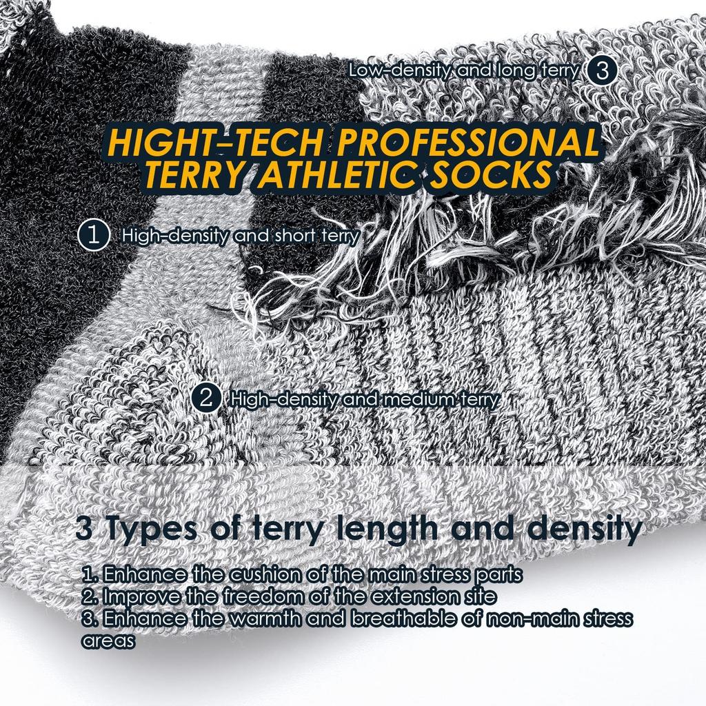YUEDGE Thick Winter Warm Work Premium Cushioned Crew for and Sizes Set Men's Socks, Breathable, Sweat-Wicking, Odor-Resistant, Cotton, Length, Hiking,