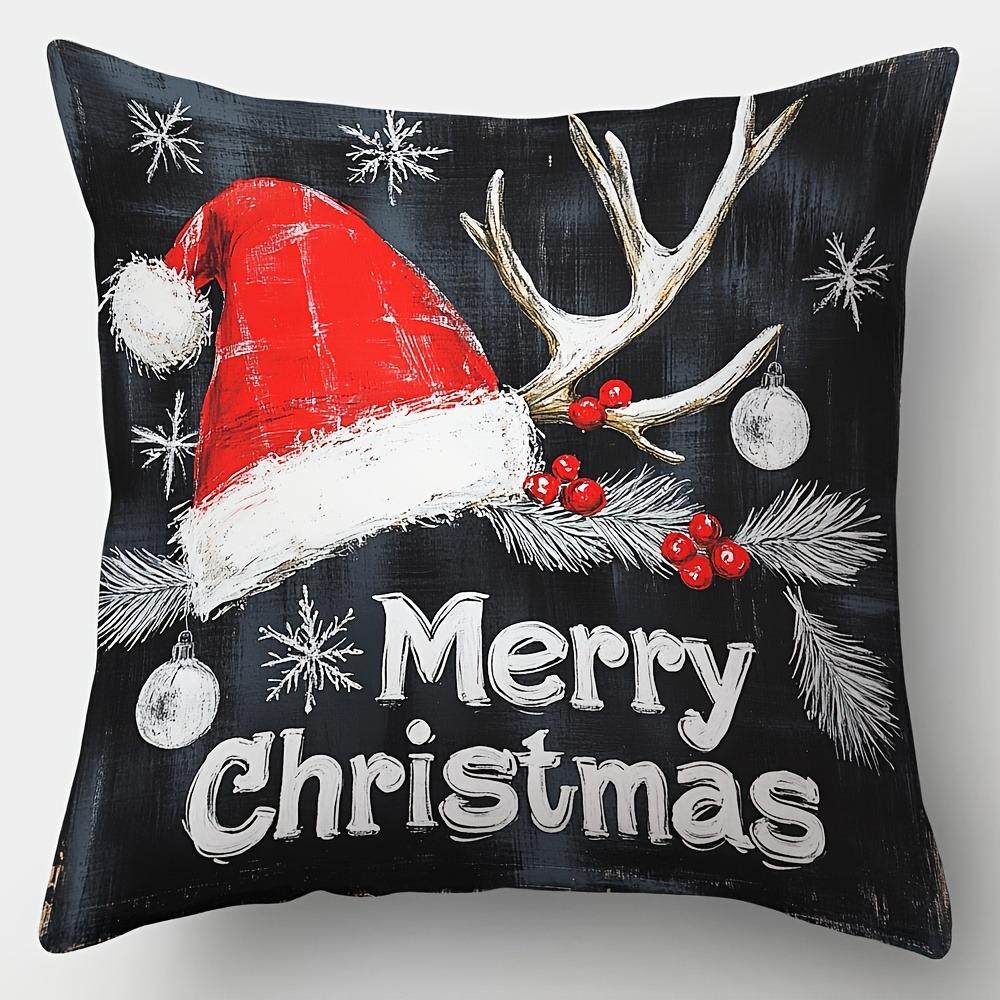 Home Decor Merry Christmas Decorative Pillow Covers Set Pattern Cushion Cover Suitable For Sofa Bedroom Car Pillow Cover