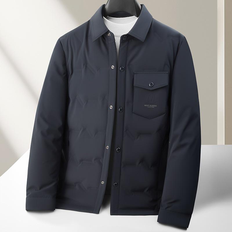 Men's Luxury White Duck Down Jacket - 2026 Autumn/Winter, Warm Thickened Business Shirt Style Coat, Trendy & Lightweight.