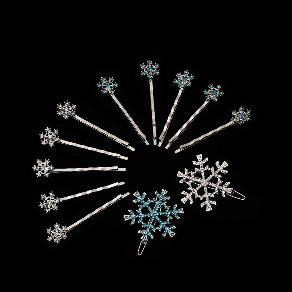 Girls Shiny Christmas Hair Clips Crystal Snowflake Hairpins Hair Accessories Rhinestone Barrette