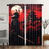 2pcs Elegant Anime Samurai Sheer Curtains – Artistic Decor for Bedroom & Living Room