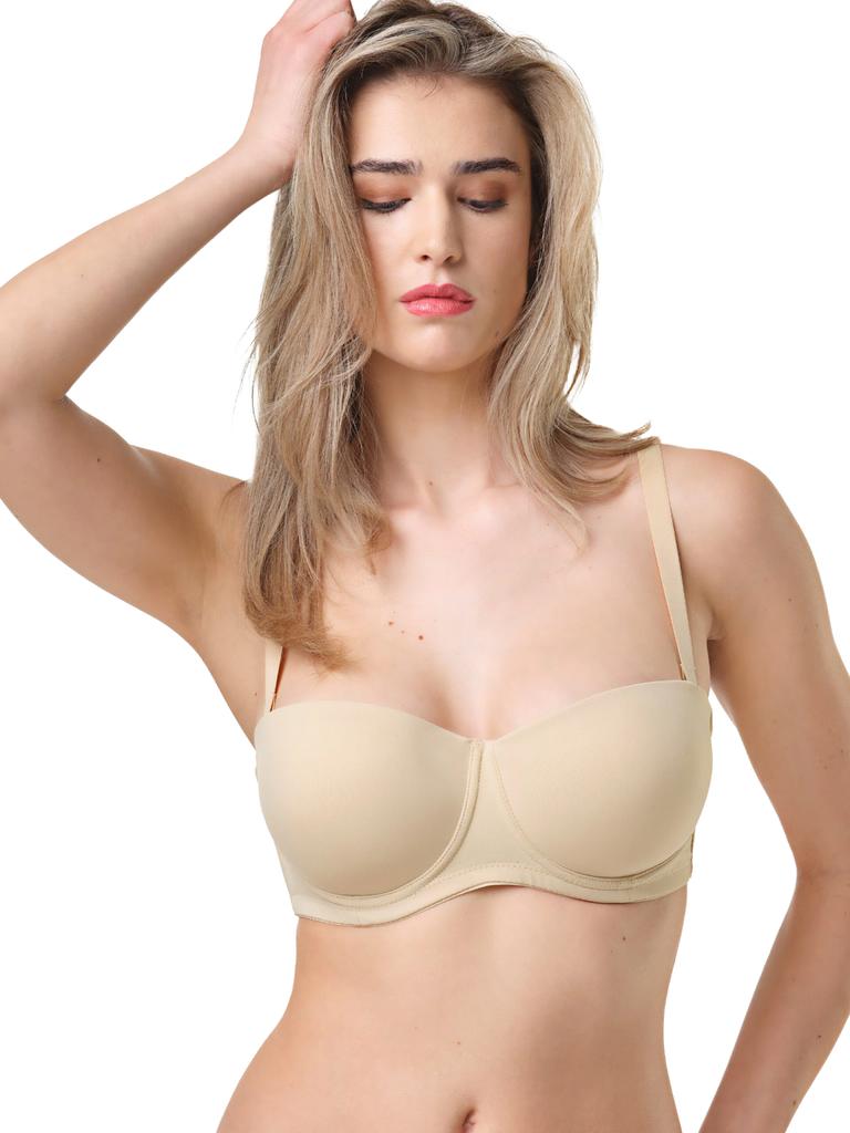 Women's Padded Bra with Detachable Straps, Beige Women's Padded Bra with Detachable Straps, Beige