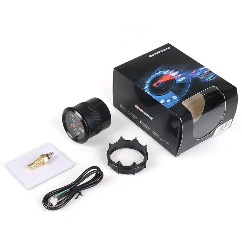 Dynoracing 52mm Dual Display Oil temp Gauge 7 colors Led 40-140 Celsius Oil temp meter with Stepper Motor BX101499