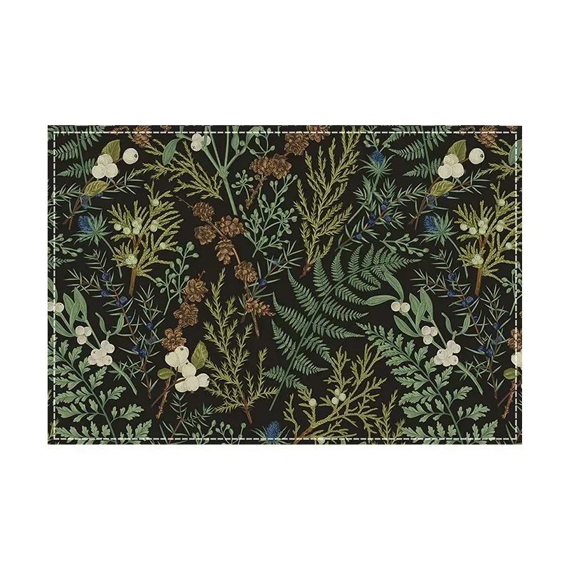 Новые льняные салфетки под тарелки с цветочным принтом. Многоцветные. Изоляционные коврики. Скандинавский стиль. Декоративные салфетки для кухни и столовой. 1pcs