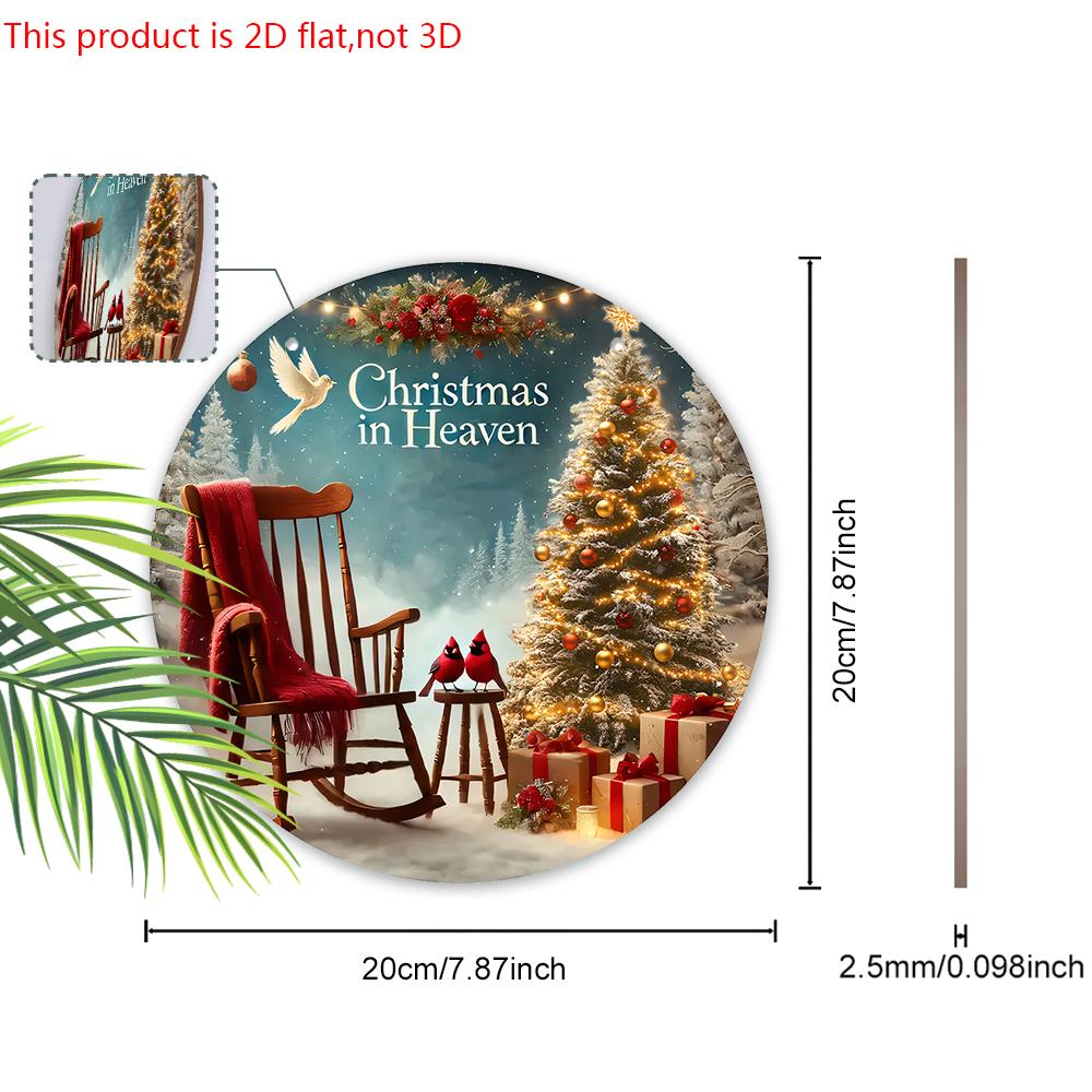 Classic Cardinal Wooden Christmas Sign - Christmas In Heaven Round Sign for Front Door, Wall Hanging Decor - Ideal Christmas Decoration