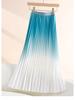 Women's Gradient Pleated Midi Skirt: Classic A-Line Slimming Design for Spring & Summer