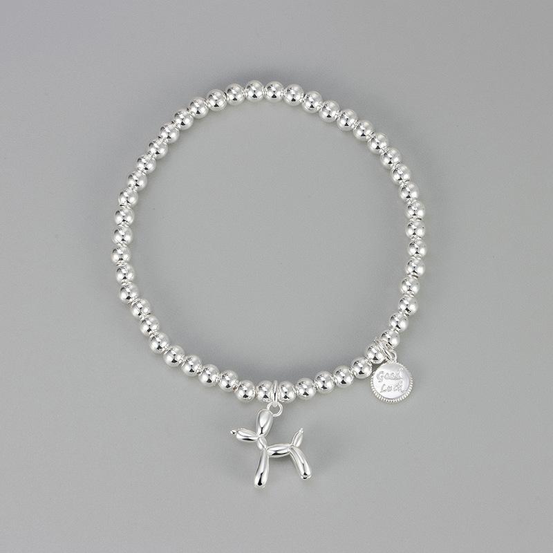 Cute Balloon Dog Stretch Bracelet For Women Minimalist Luxury Round Bead Jewelry Unique Simple Elegant Design