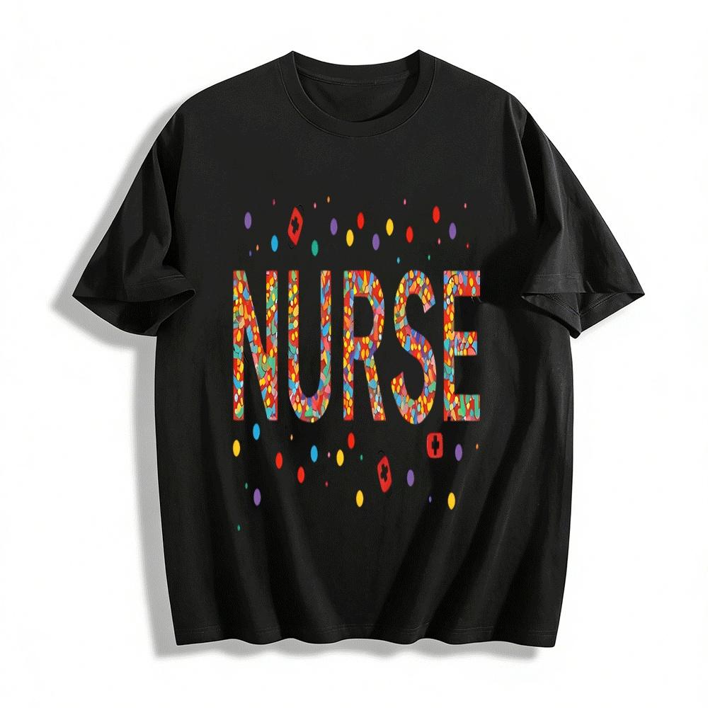 Fun Medical Element Nurse Themed Casual Printed Top Pure cotton T-shirt XXS