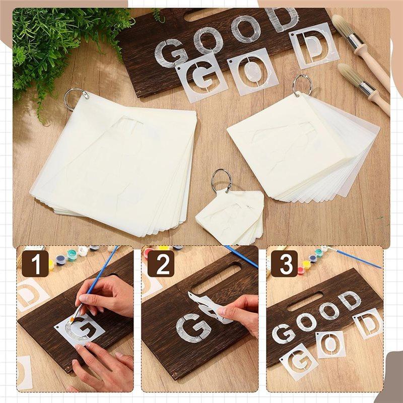 ABBP-108 Pcs Letter And Number Stencils 3 Sizes 1/3/5 Inch Alphabet Number Templates Reusable Plastic Stencils For Painting