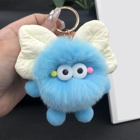 Keychain Plush Fur Bow Soft Imitation Fur Car Keychain Bags Backpacks Handbags Decorative Accessory