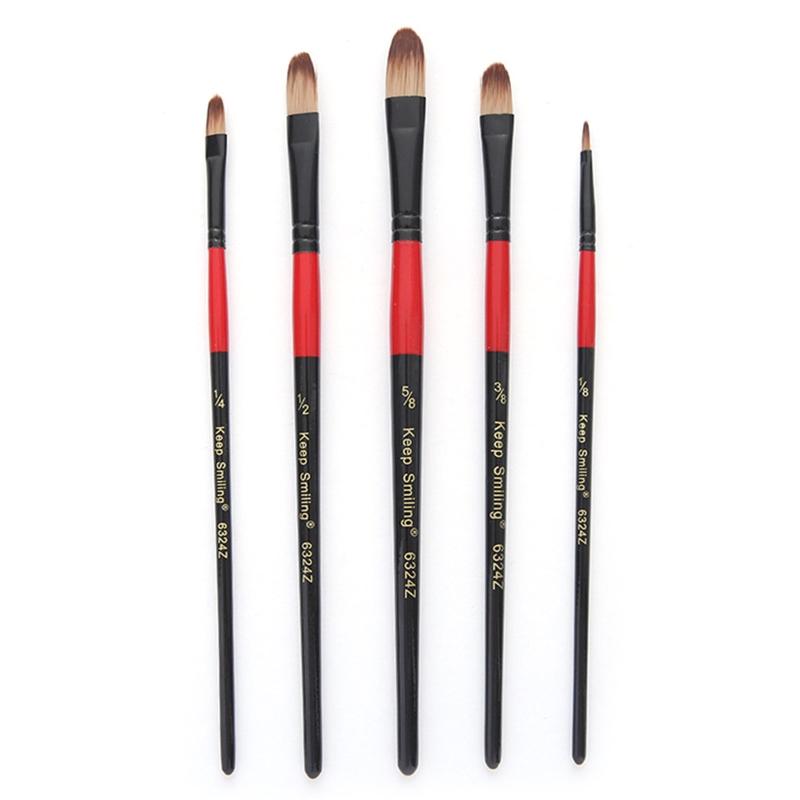 5 Pcs Nylon Hair Painting Brush Set Professional Painting Kits Round Pointed Tip Paintbrushes with Synthetic Nylon Tips