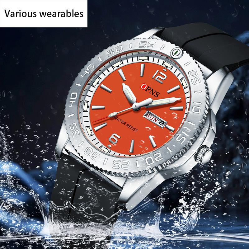 Quartz Watch Student Dual Calendar Classic Simple Bar Nail Scale Waterproof Quartz Watch