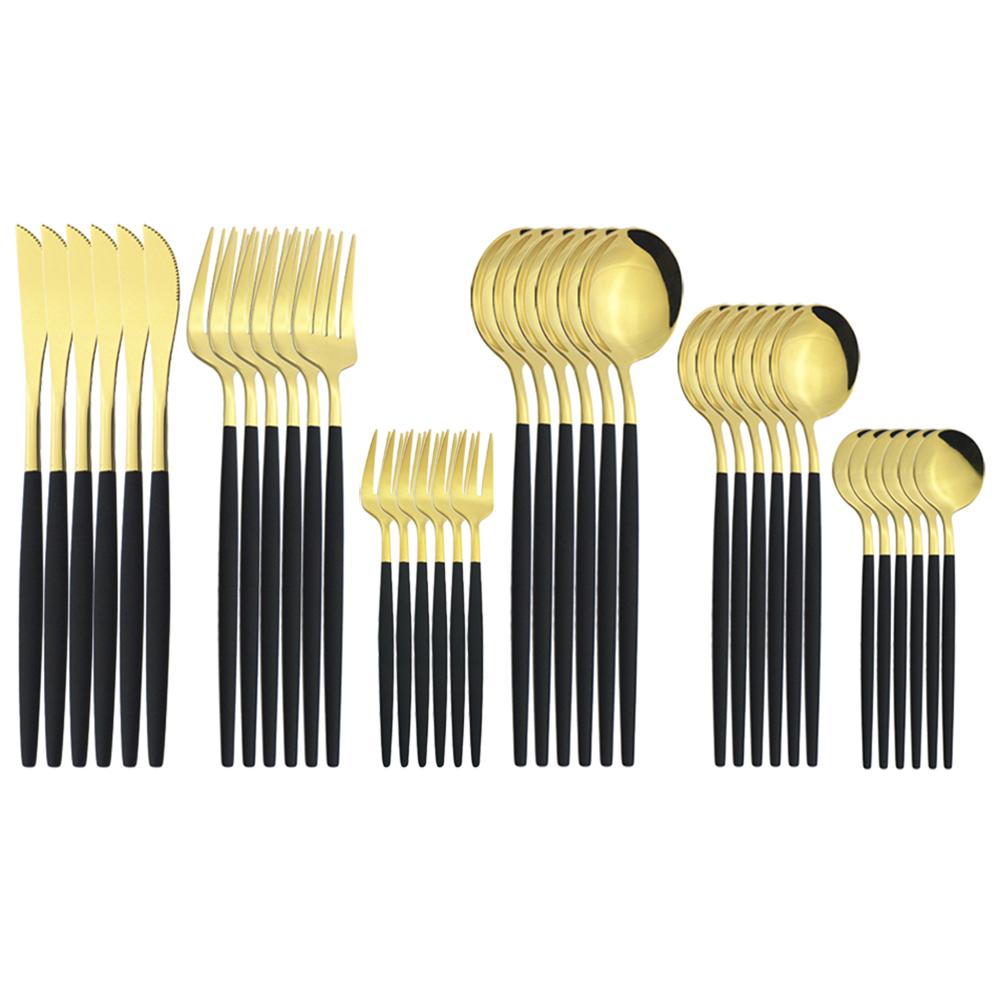 New 36Pcs Mint Gold Cutlery Set Western Silverware Stainless Steel Dinnerware Knife Fork Spoon Tableware Flatware Kitchen Wedding Accessories