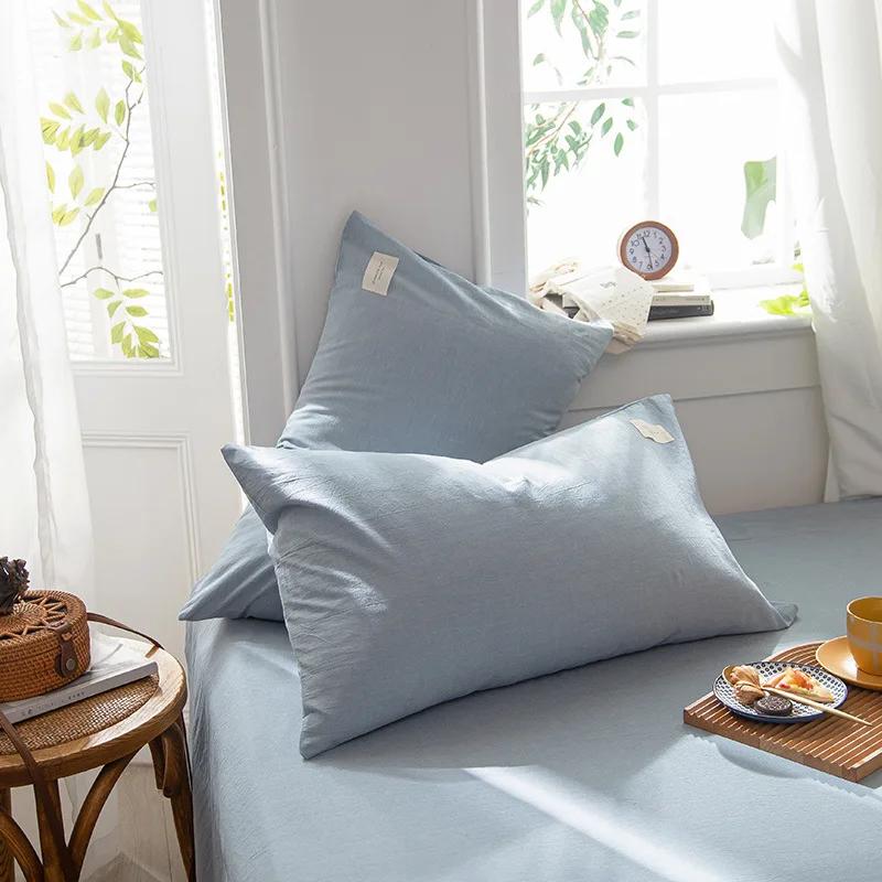 1 Pair Solid Color Plaid Printed Pillowcase Soft Cotton Throw Pillows Covers 30x50 40x60 48x74 Cushion Case for Bed Home Decor