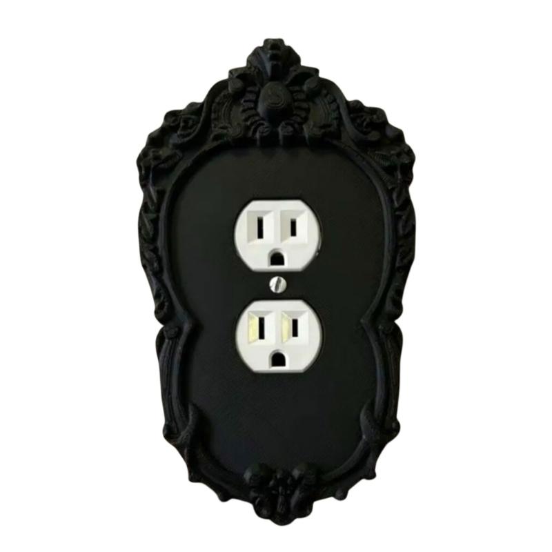 Gothic Style Wall Switches Plate Cover Elegant Decorative Plastic Panel Elegant Black Wall Panel Cover For Home Decoration