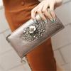 Metal Skull Pattern PU Leather Long Wallets Women Wallets Portable Casual Lady Cash Purse