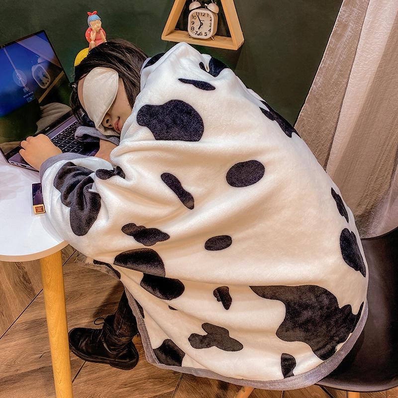 Cute Coral Fleece Office Nap Shawl and Flannel Blanket