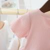 Baby Girl Solid Color Princess Dress: Infant & Toddler Summer Mesh Patchwork Outfit (0-3 Years)
