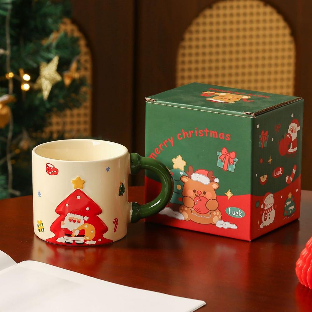 Christmas Mugs Santa Claus Ceramic Cups Household Water Cups  Creative High Appearance Level  Christmas Gifts Souvenirs