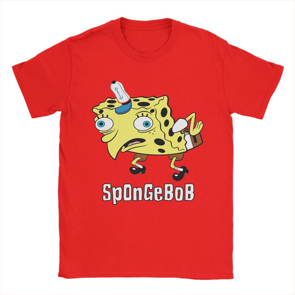Unisexs TShirt SSpongebobs Vintage 100 Cotton Tee Shirt Short Sleeve SpOnGeBoB Meme T Shirts Round Neck Clothes 6XL