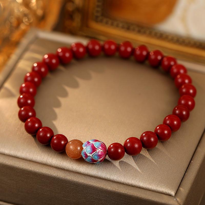 

Браслет Banyan Tree S925 Silver Cinnabar Lotus с солнечным камнем - подарок по знаку зодиака для мужчин и женщин 6mm серебряный