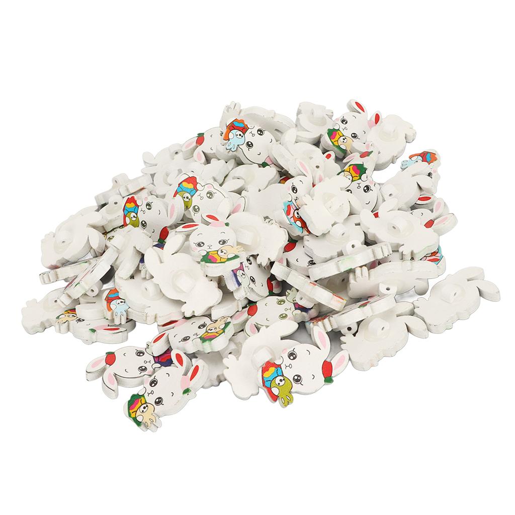 80pcs Wooden Bunny Buttons Exquisite Lightweight Wood Buttons Sewing Buttons with Small Hole for Clothes Knitting