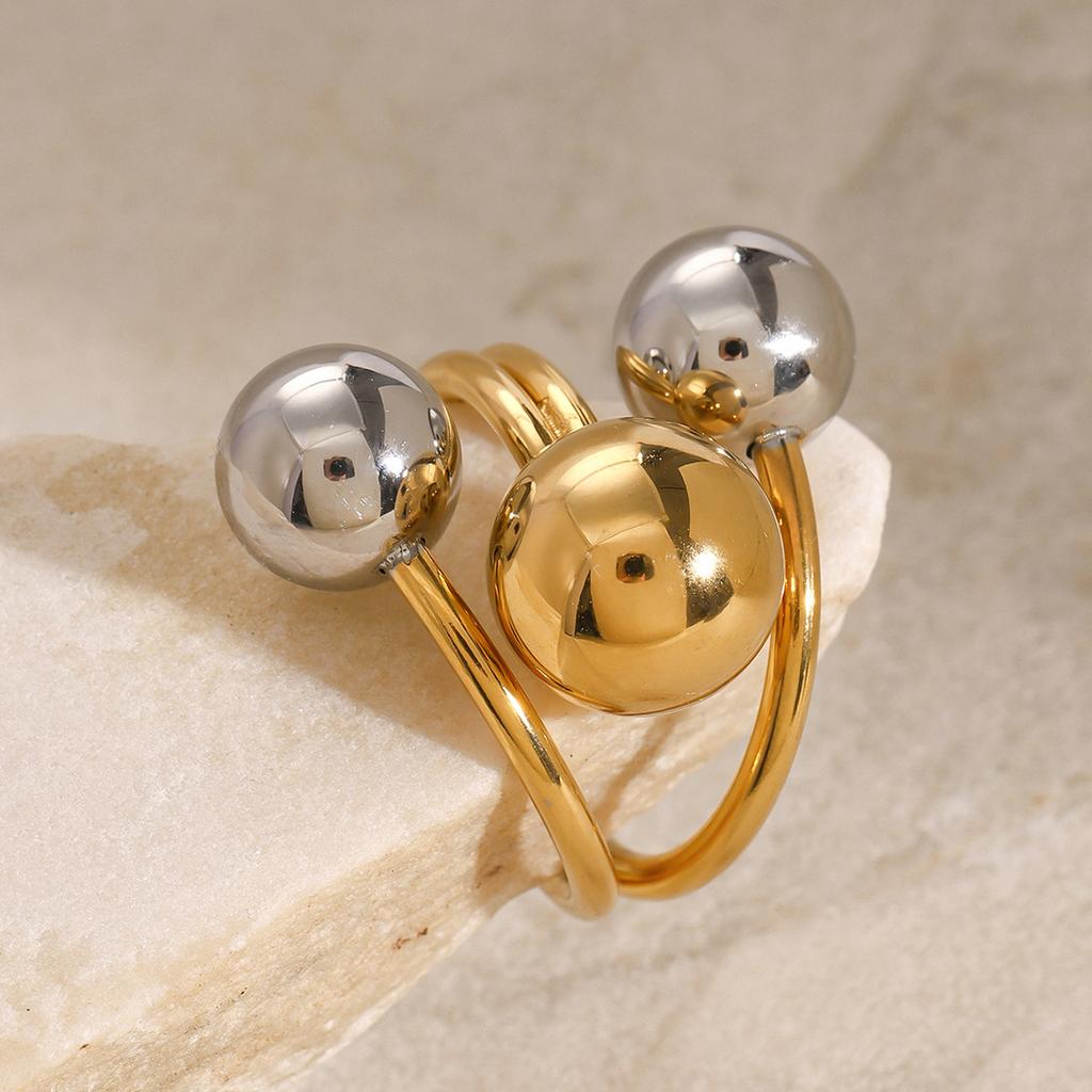 European and American stainless steel contrasting color exaggerated ring niche ring titanium steel jewelry ring