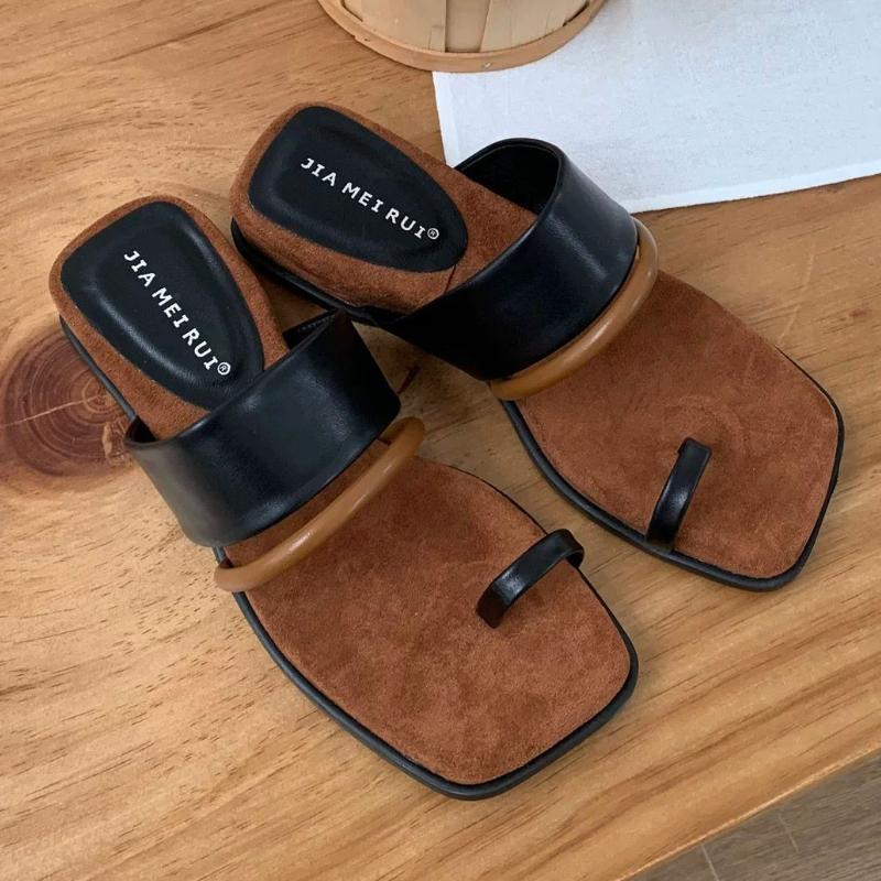 

Fashion Clip Toe Women s Heeled Slippers Fad Mid Heels Shoes Summer New Sandals Pumps 2025 Trend Walking Wedges Flip Flops Dress Slides 40 чёрный