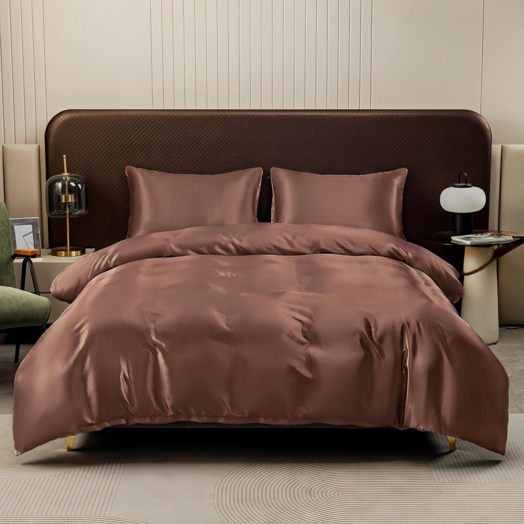 Kuup Satin Surface Duvet Cover Colored Bedding Set Queen Size Quilt Cover High Quality Skin-Friendly Fabric Bedding No Sheet