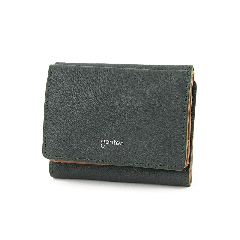 

[Genten] trifold wallet genuine leather ladies green GE-44318-70