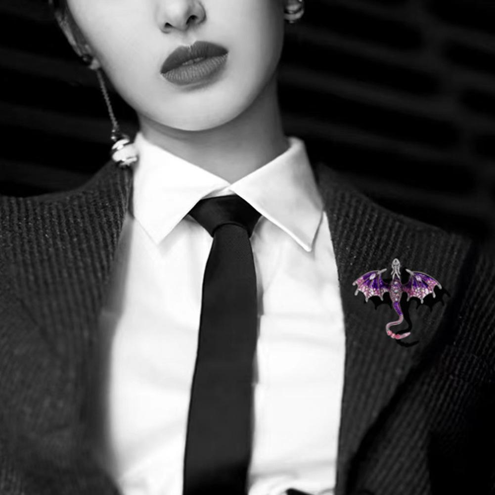Men Women Dragon Brooch Pin Vintage Crystal Rhinestone Domineering Dragon Flying Pins Clip Lapel Suit Brooches