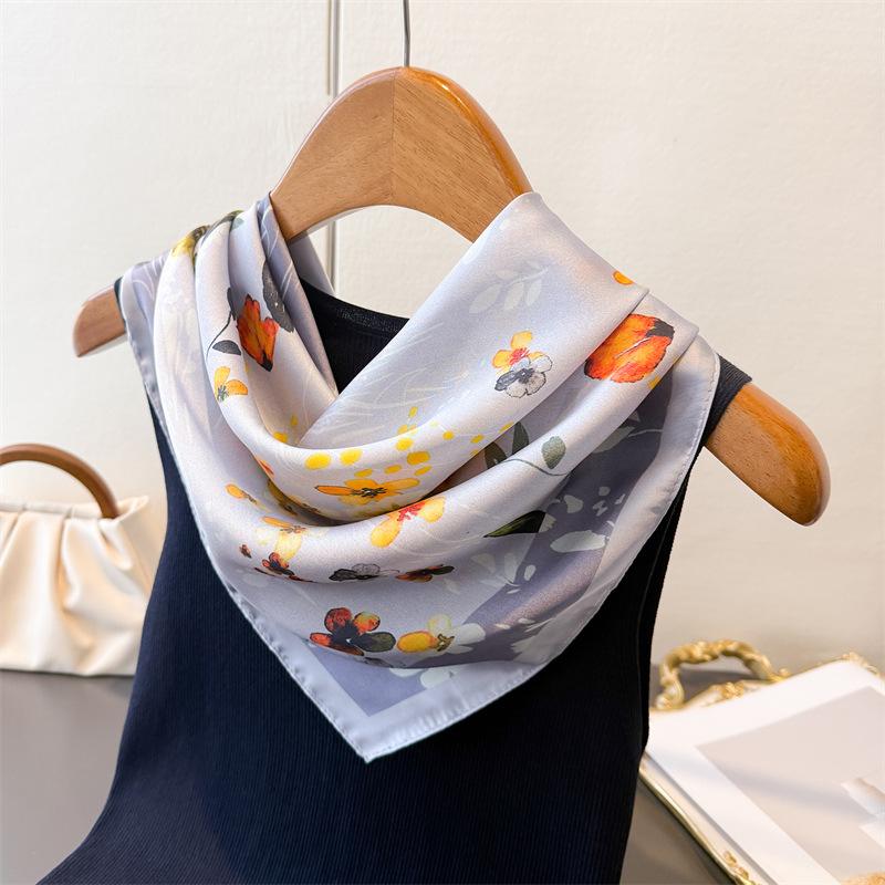 Summer Luxury Style Square Scarves Women Silk Scarf Floral Bandana Small Neckties Hairbands Foulard Shawl