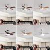 Wabi-Sabi Walnut Ceiling Fan with Full-Spectrum Light - Ideal for Chinese-Style Dining Rooms and Living Areas