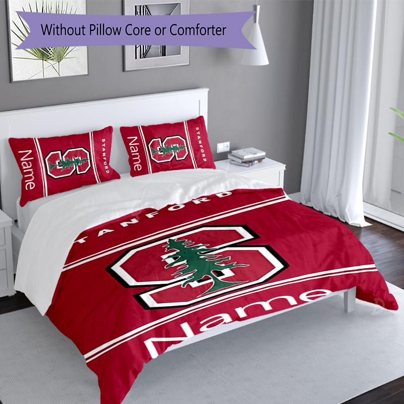 3pcs Custom Name Stanford S logo Bedding Set,Includes 1 Duvet Cover and 2 Pillowcases,All-season Bedroom Decor