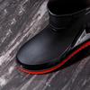 Men's Mid Calf Rain Boots Waterproof Rubber Shoes Comfort Red Non-slip Fishing Shoes Warm Non-Slip Flat Fashion Rider Rain Boots