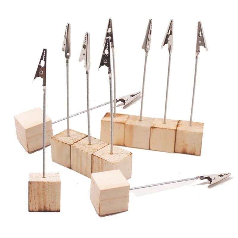 Pack Of 10 Wooden Decorations Creative Business Card Holder Crocodile Shape Clips House Party Supplies Table Number Plate