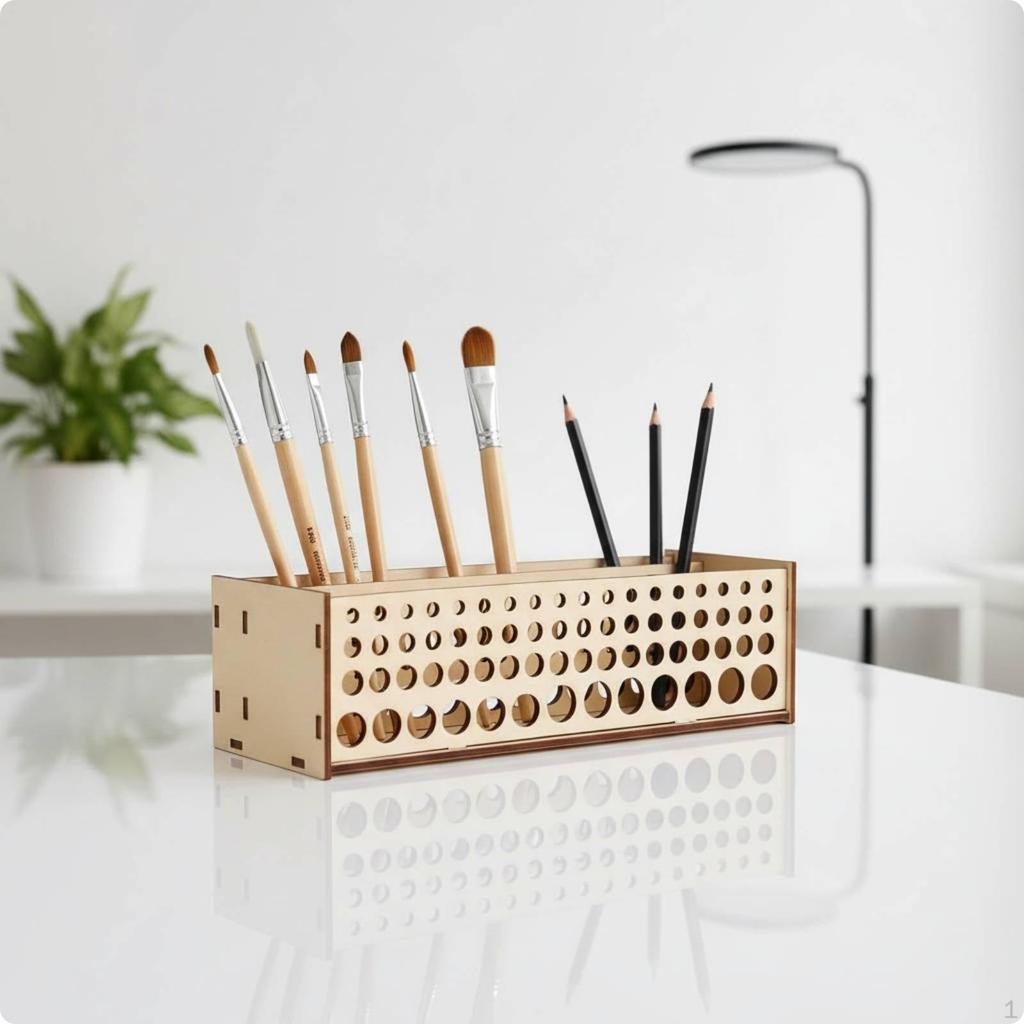 Pinselhalter 67 Löcher Holzständer Abnehmbar Pinsel für Atelier, Malerei