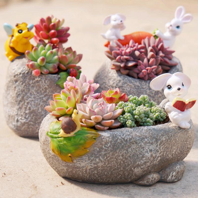 Animal Resin Planter for Succulents Plants Garden Pots, Decorative Flower Pot for Micro Landscape, Tabletop Ornament Decoration