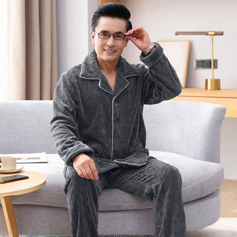 Мужской зимний фланелевый пижамный комплект OEING L