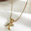 Stylish Symbol and Boot Pendant Necklace Stainless Steel with Glittering Stones Chain Necklace Suitable for Fashion Lady