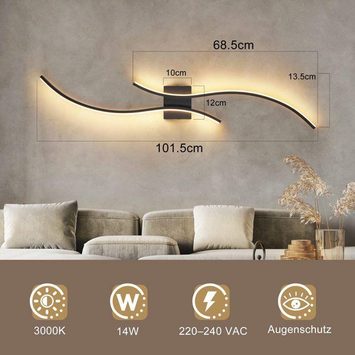 LED Wall Light - NETTLIFE - 100 Cm - 14 W - Black - 3000 K
