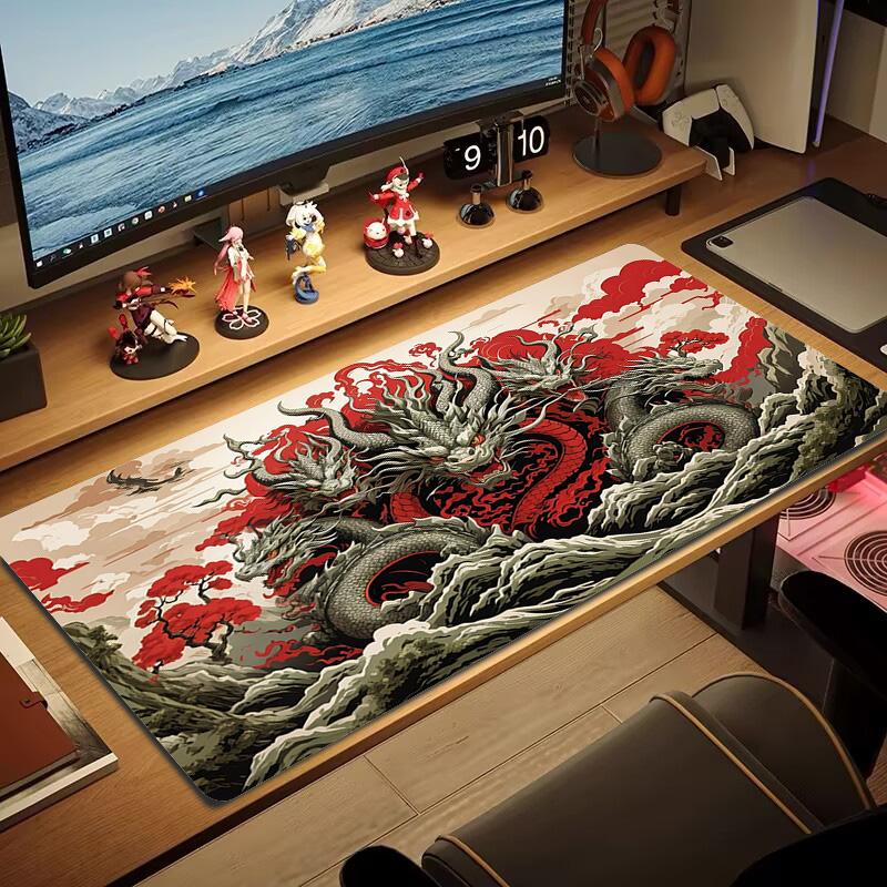Dragon Art Color Mouse Pad Large Gaming Table Cushion Non-slip Laptop Tablet Big Mousepad XXL Mat Mini PC Playmat With Lock edge