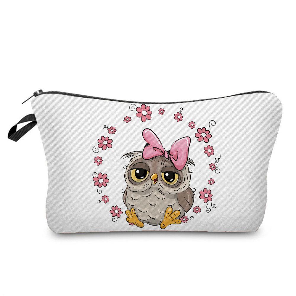 Women Owl Print Cosmetic Bag Toiletries Organize Travel Storage Case 6697