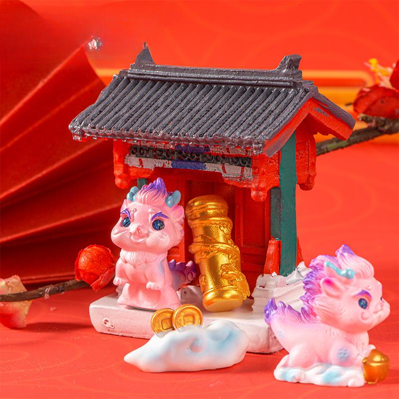 Micro Landscape Decoration Dragon Lovely National Wind Dragon Auspicious Auspicious Animal Doll Car Desktop Crafts